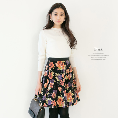 花柄プリント起毛素材スカート