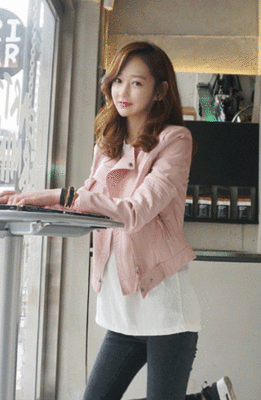 ピンクベージュ♥ライダースジャケット