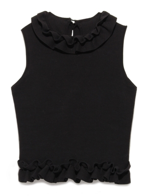 Lily Brown ハイネックフリルニットタンク