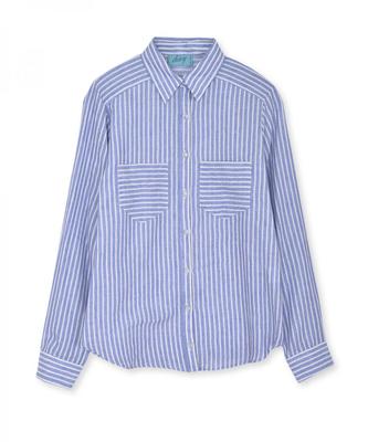 麻混ストライプシャツ