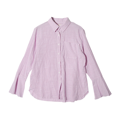 ストライプ柄ベルスリーブシャツ