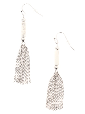 クラックストーンチェーンフリンジフックピアス