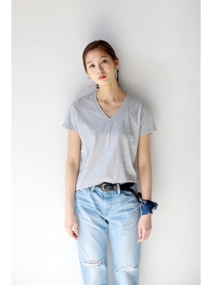 オーガニックコットンVネック半袖プルオーバー