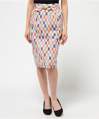 ブロックチェックタイトスカート