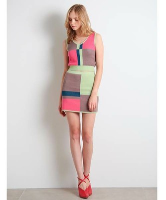 カラーブロックスカート