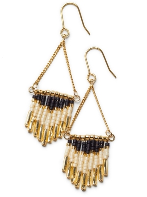 ビーズフリンジピアス