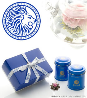 [母の日] カーネーションなどきれいなお花が咲く工芸茶２缶（10個）ギフト（カード付き）