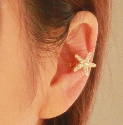 ヒトデ ラインストーン イヤーカフ