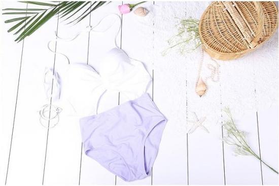 バイカラー レトロ ワンピースビキニ