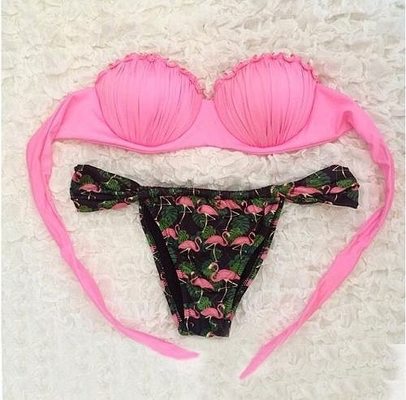 フラミンゴ フリル シェル ピンク セパレートデザイン ビキニ