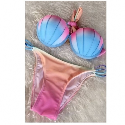 シェルデザイン ホルターネック プッシュアップビキニ