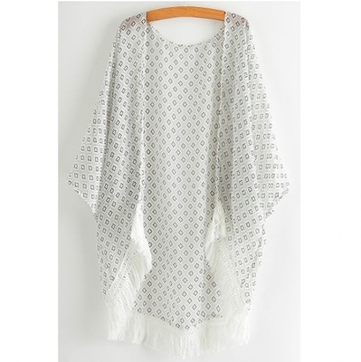 総柄 キモノカーディガン ジオメトリック柄