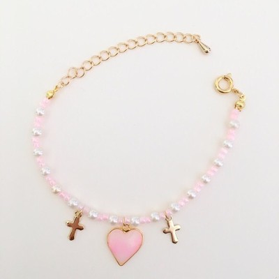 ミルクハートのブレスレット（ピンク）