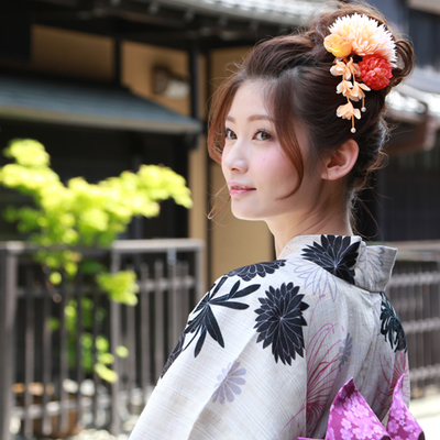 髪飾り 「蛍光色の大きなダリア」