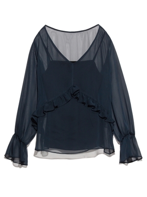 オーガンジーボリュームブラウス