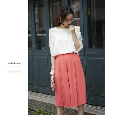 前プリーツサラサラスカーチョ 【famelia　ファメリア】