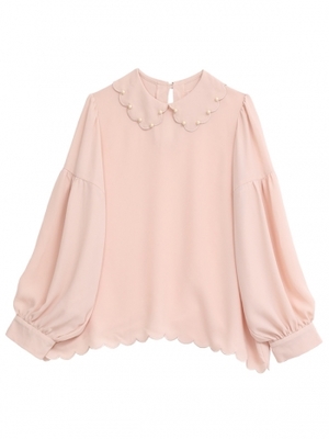 スカラップパールブラウス