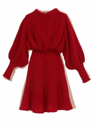 パフスリーブニットワンピ