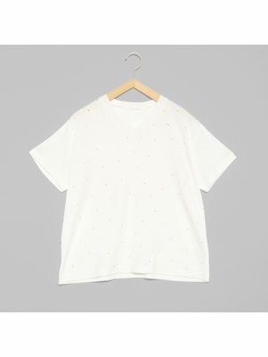 天竺ビーズ付カットソー