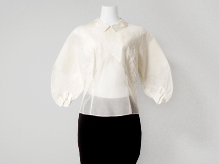 PAUL＆JOE Off white silk organza dress blouse