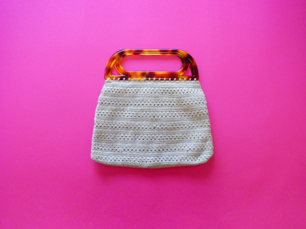 Nude beige メッシュ コットン mini bag