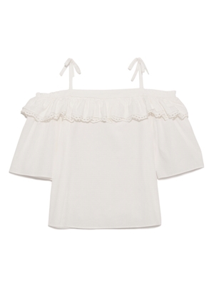 コットンレースオフショルプルオーバー