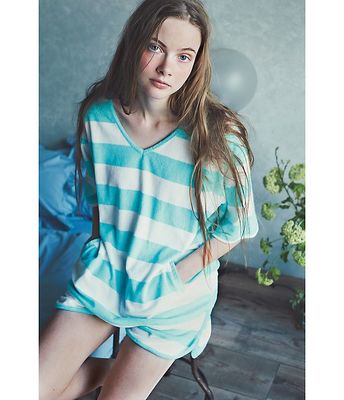 PJ ROOMパイルボーダーパジャマ