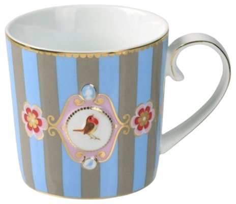 Pip Studio ピップスタジオ ギフトマグカップ ( バードストライプ ブルー & カーキ )