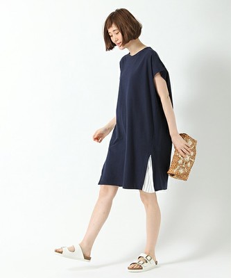 ツイルプリーツコンビワンピース