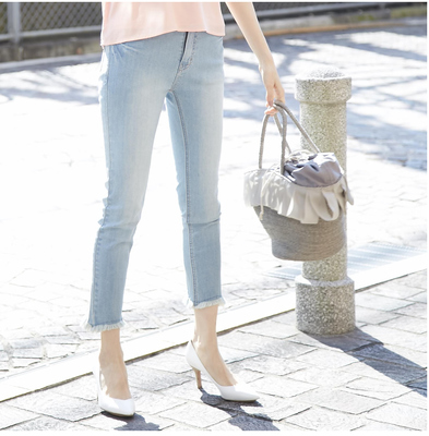 裾フリンジストレッチスキニーデニム 【fildes　フィルディス】 