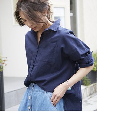 【Over size linen shirt】レディース　リネン　シャツ