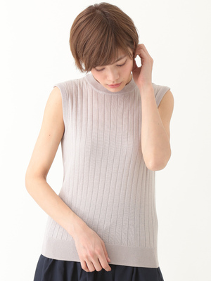 earth music&ecology ワイドリブノースリーブニット