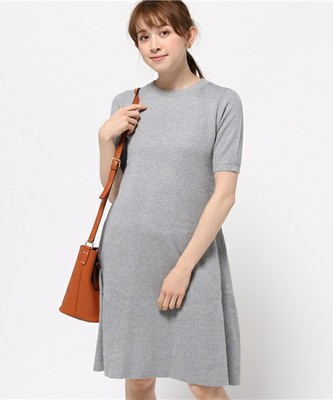 NATURAL BEAUTY BASIC フレア畦ニットワンピース