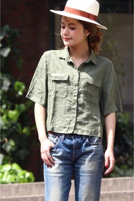 【120%lino】 クロップドシャツ