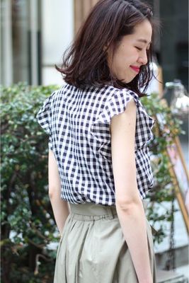 ≪ルミネ&ECサイト限定販売！≫ギンガムチェックソデフレアブラウス