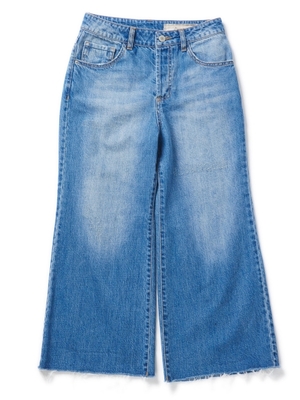 デニムクロップドフレアパンツ