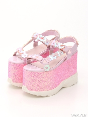 ラメフラワーサンダル