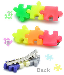 カラフル パズル ピース ヘアクリップ