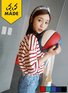 デイリーボーダー柄ルーズTシャツ