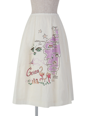 コルシカ島MAPプリントスカート/F i.n.