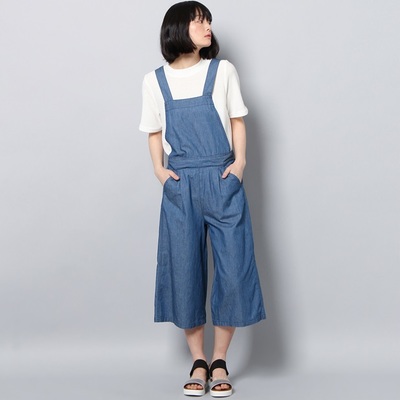 【CHIME】デニム麻混ガウチョサロペット ウィメンズ