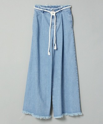 ロープベルトデニムワイドパンツ/718169