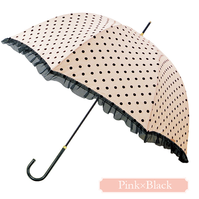 【雨晴兼用】長傘（ＵＶカット＆軽量） ドット×オーガンジー