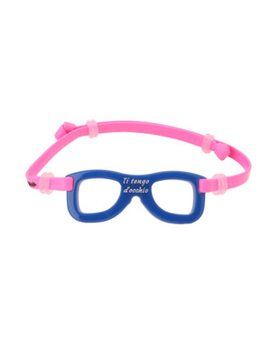 クリアブルーフレーム×ピンクレザー