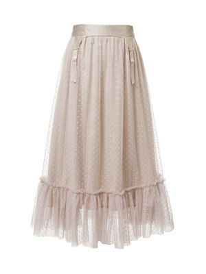 ガーターシアードットチュールロングスカート ペチスカート付