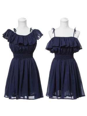 ショートorロング丈2WAYオフショルフリルワンピース