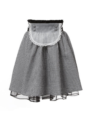 無地orギンガムチェック2WAYメイドエプロンフレアスカート