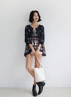 フラワーエスニック刺繍チュニック