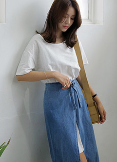 Tシャツワンピ&デニムラップスカートSET
