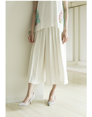 プリーツデザインガウチョパンツ